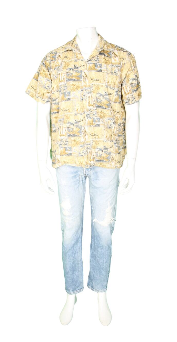 Go Barefoot Yacht Surfboard Islannd Marlin Reverse Print Hawaiian Aloha Shirt M